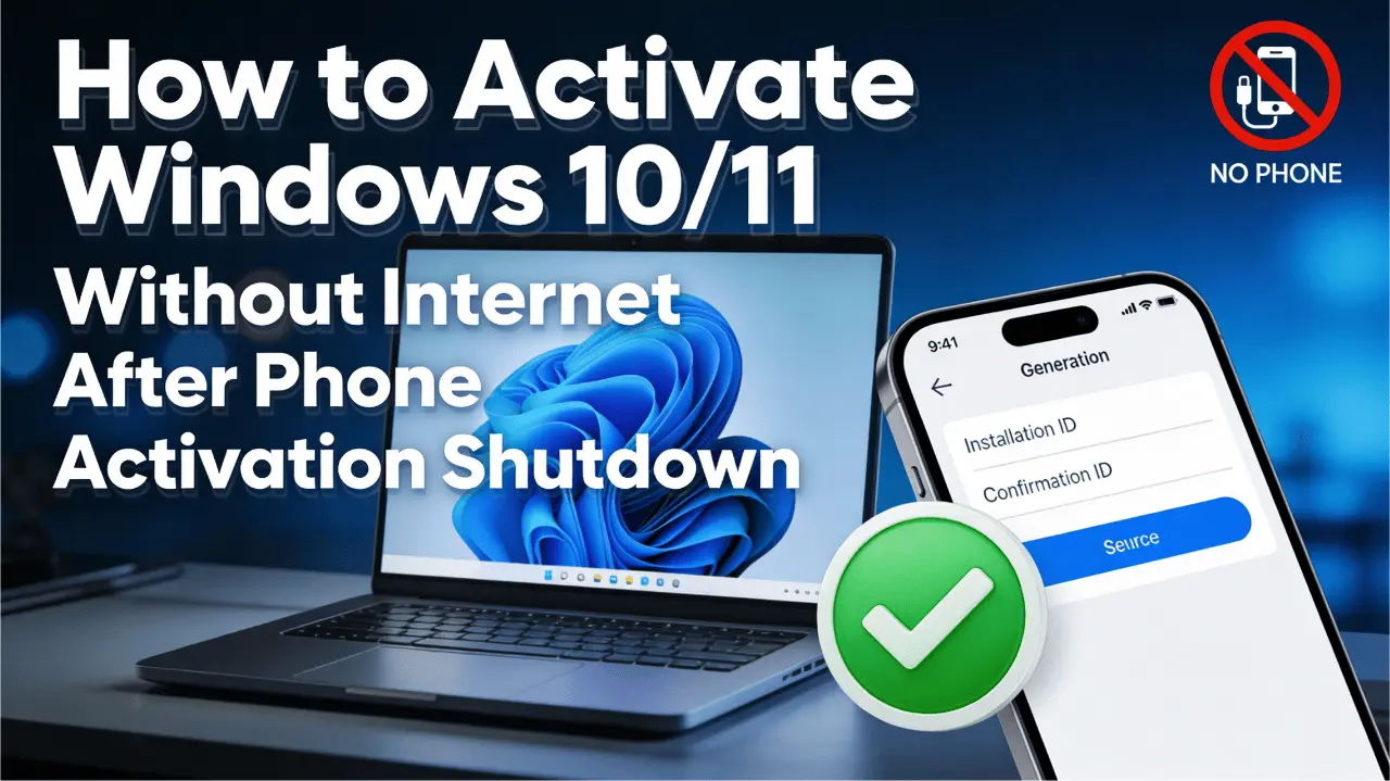 How to Activate Windows 10/11 Without Internet After Phone Activation Shutdown Image